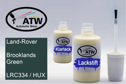 Land-Rover, Brooklands Green, LRC334 / HUX: 20ml Lackstift + 20ml Klarlack - Set, von ATW Autoteile West.